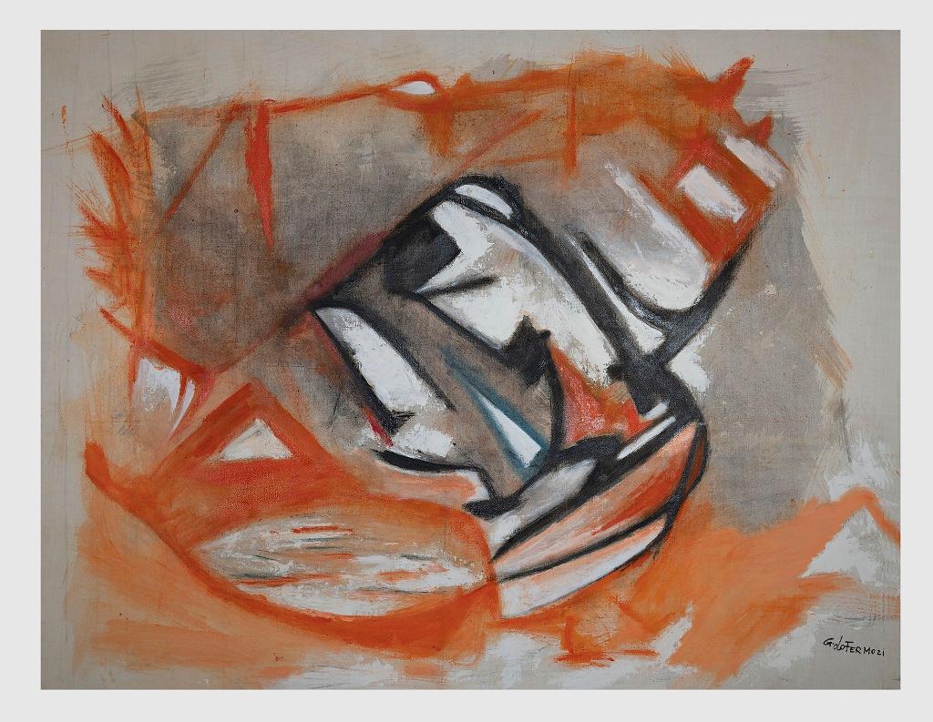 Orange Spots ist ein Kunstwerk, das von Giorgio Lo Fermo (geb. 1947) im Jahr 2021 realisiert wurde.

Original Ölgemälde auf Leinwand.

Vom Künstler am rechten unteren Rand handsigniert und datiert: G. Lo Fermo 21.

Auch auf der Rückseite