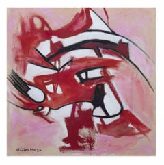 Pink and Red Composition - Original Oil On Canvas by Giorgio Lo Fermo - 2020