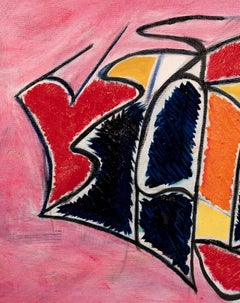 Pink Abstract Expressionist Painting, Oil on Canvas, Signed, 2015