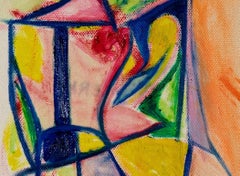 Pink Shadow Abstract Oil Painting on Canvas, Signed, 20x20 cm, 2020