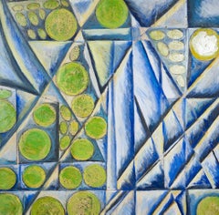 Postkubismus – Ölgemälde auf Sperrholz von Giorgio Lo Fermo – 1989