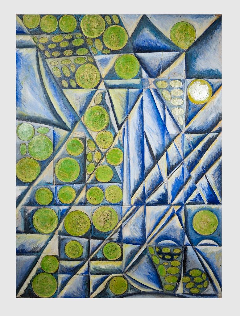 Post Cubism - Original Oil On Plywood by Giorgio Lo Fermo - 1989