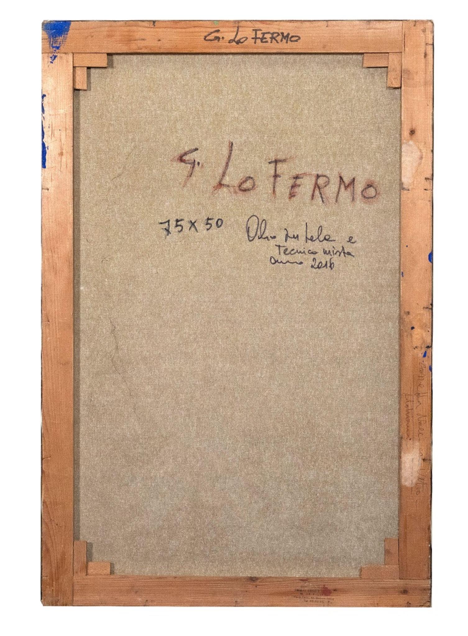 Composition rouge et verte - Peinture à l'huile de Giorgio Lo Fermo - 2016 en vente 2