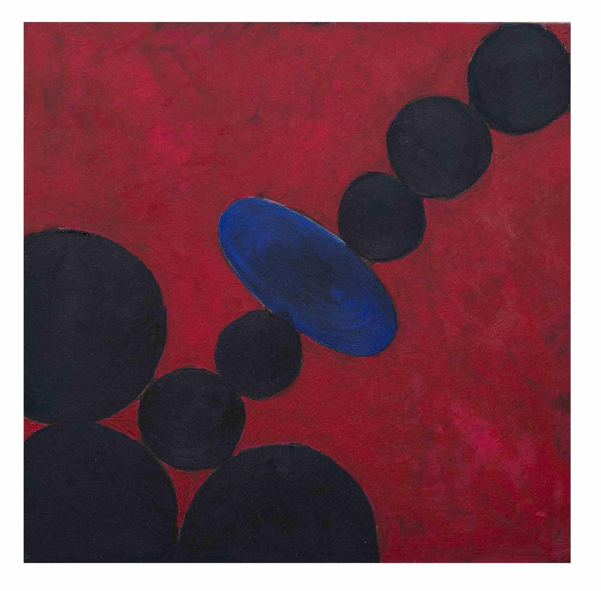 Red Composition with Circles - Oil On Canvas by Giorgio Lo Fermo - 2020 For Sale 3