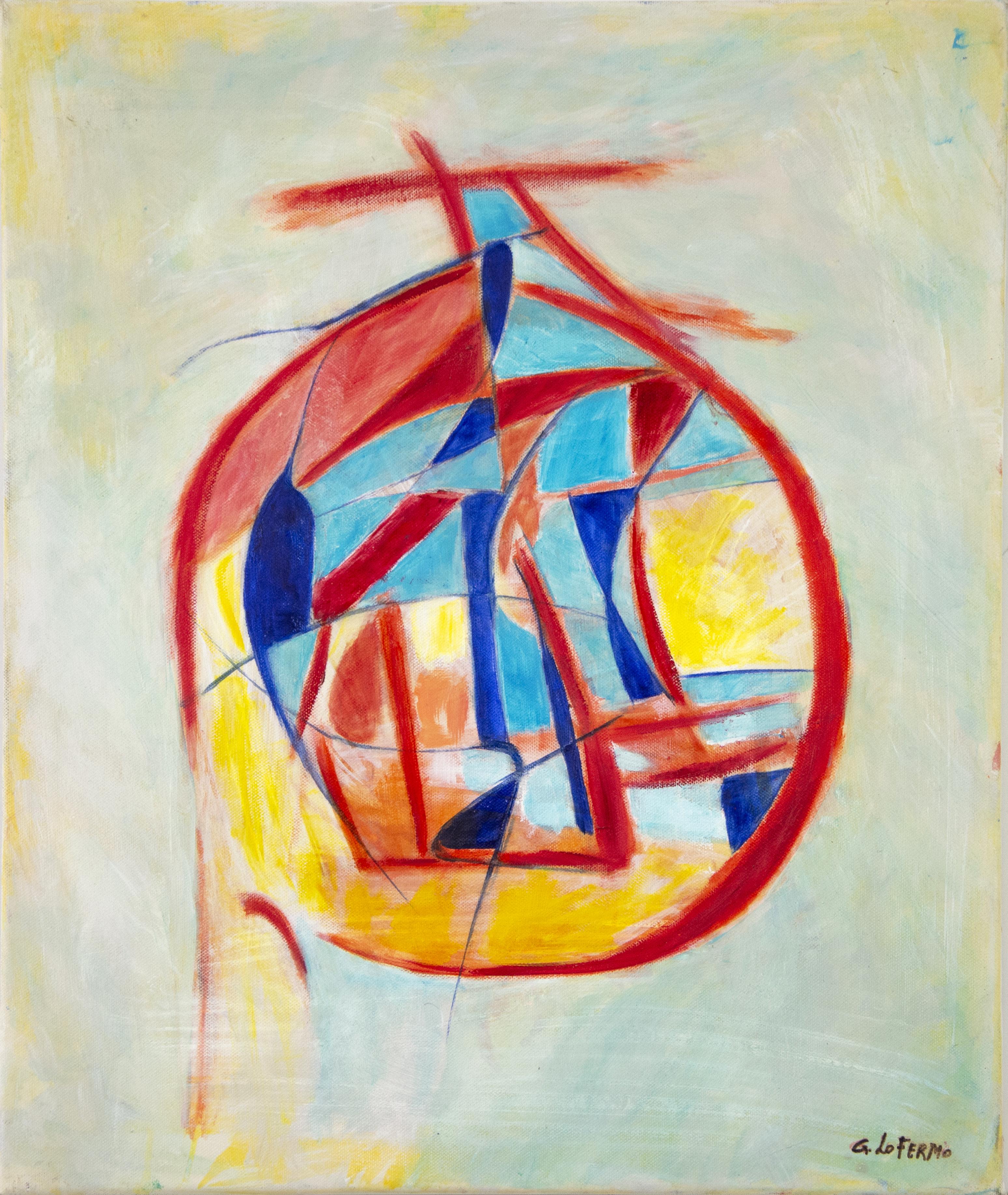 The Ball is an original oil on canvas realized by Giorgio Lo Fermo in 2020.

Hand-signed on the lower right margin.

Hand signed and dated by the artist on the back.

The artwork represents an abstract composition with different colored shapes

Good