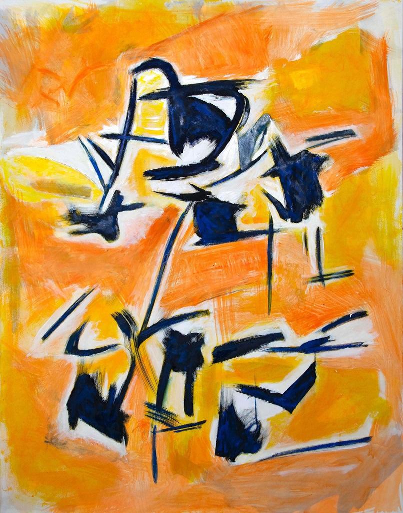 Giorgio Lo Fermo Abstract Painting – Die orangefarbene Inspiration  Ölgemälde auf Leinwand von G. Lo Fermo – 2020