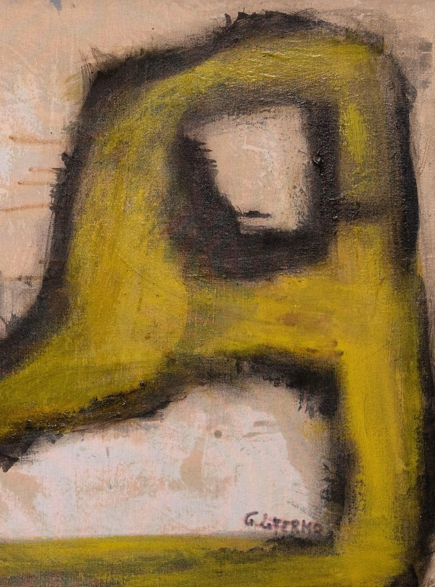 Yellow Shape - Oil Paint by Giorgio Lo Fermo - 2015 For Sale 1