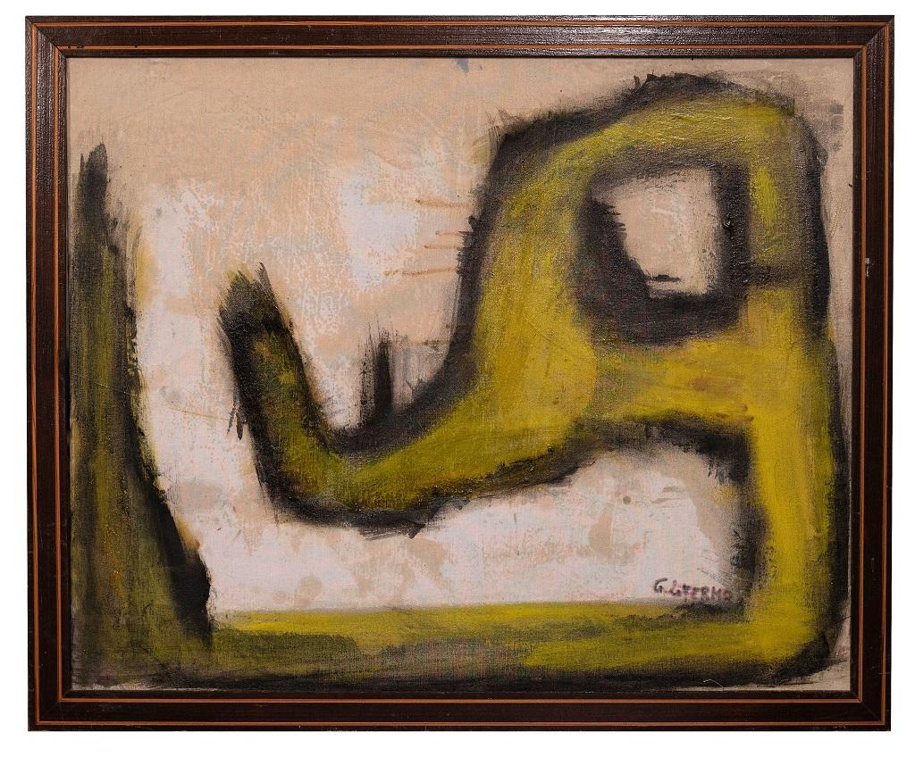 Yellow Shape ist ein originales zeitgenössisches Kunstwerk des italienischen Künstlers Giorgio Lo Fermo aus dem Jahr 2015. 

Original Ölgemälde auf Sperrholz.

Handsigniert und datiert auf der Rückseite. Handsigniert in der rechten unteren Ecke: Lo