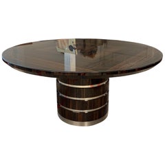 Giorgio Luna Collection Ebony Macassar and Zebra Veneer Round Table