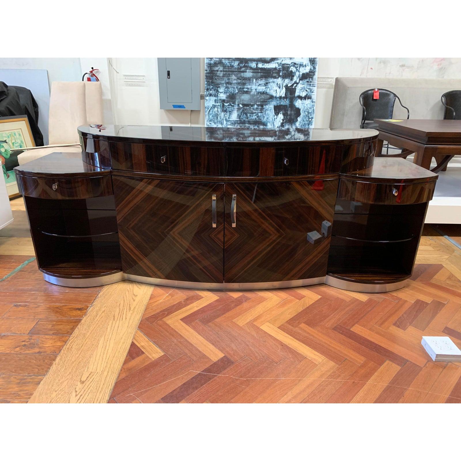 Giorgio Luna Collection Ebony Macassar Curved Unit For Sale 6