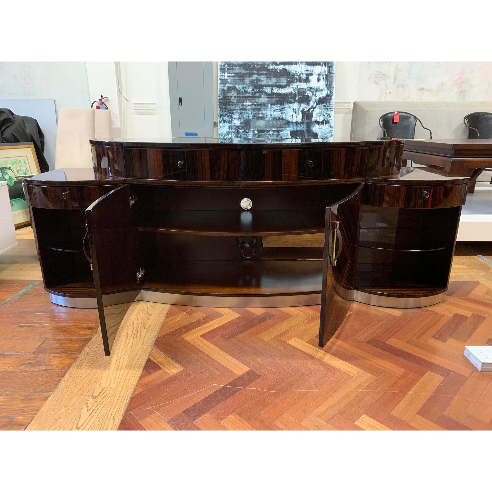 Italian Giorgio Luna Collection Ebony Macassar Curved Unit For Sale