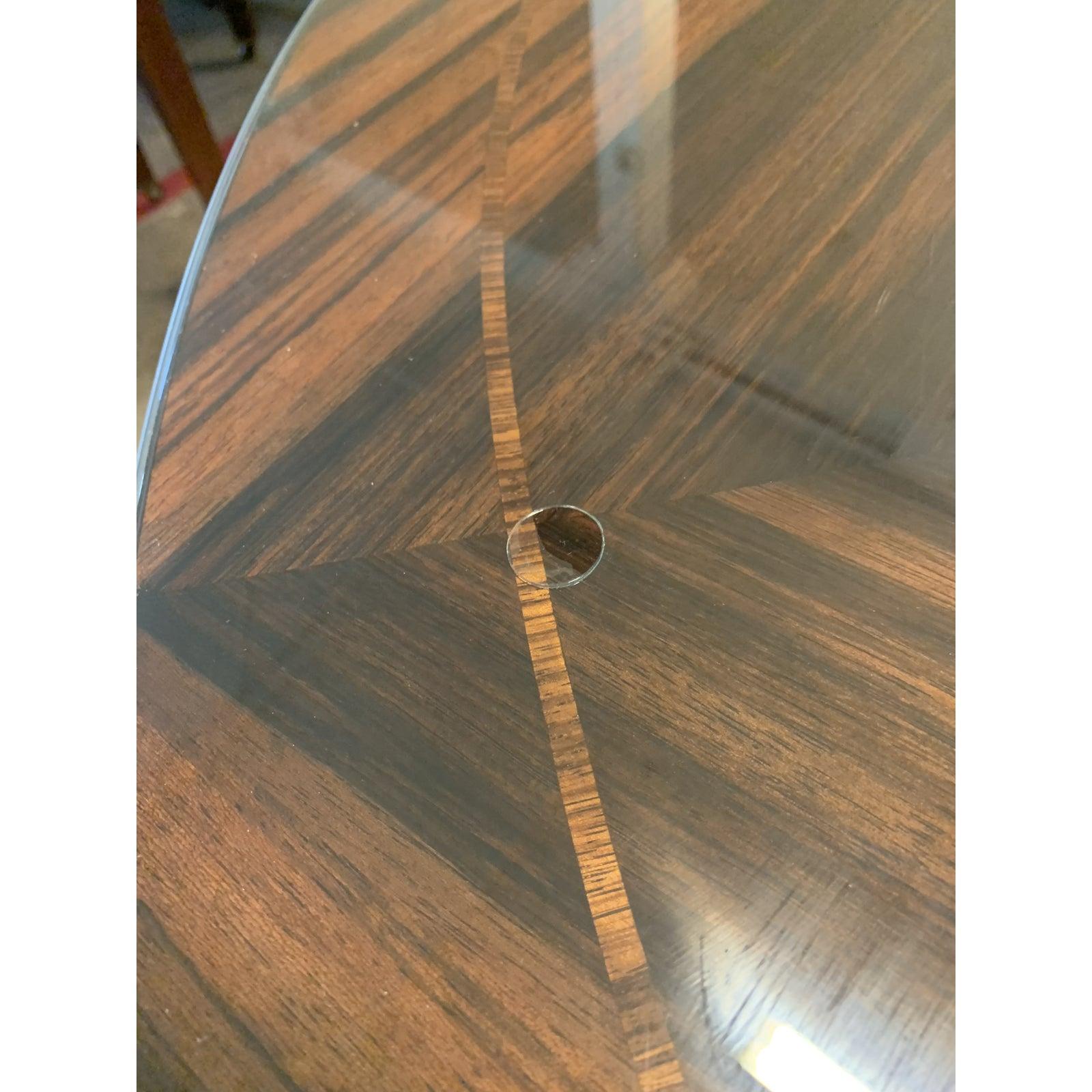 Italian Giorgio Luna Collection Ebony Macassar and Zebra Veneer Round Table For Sale