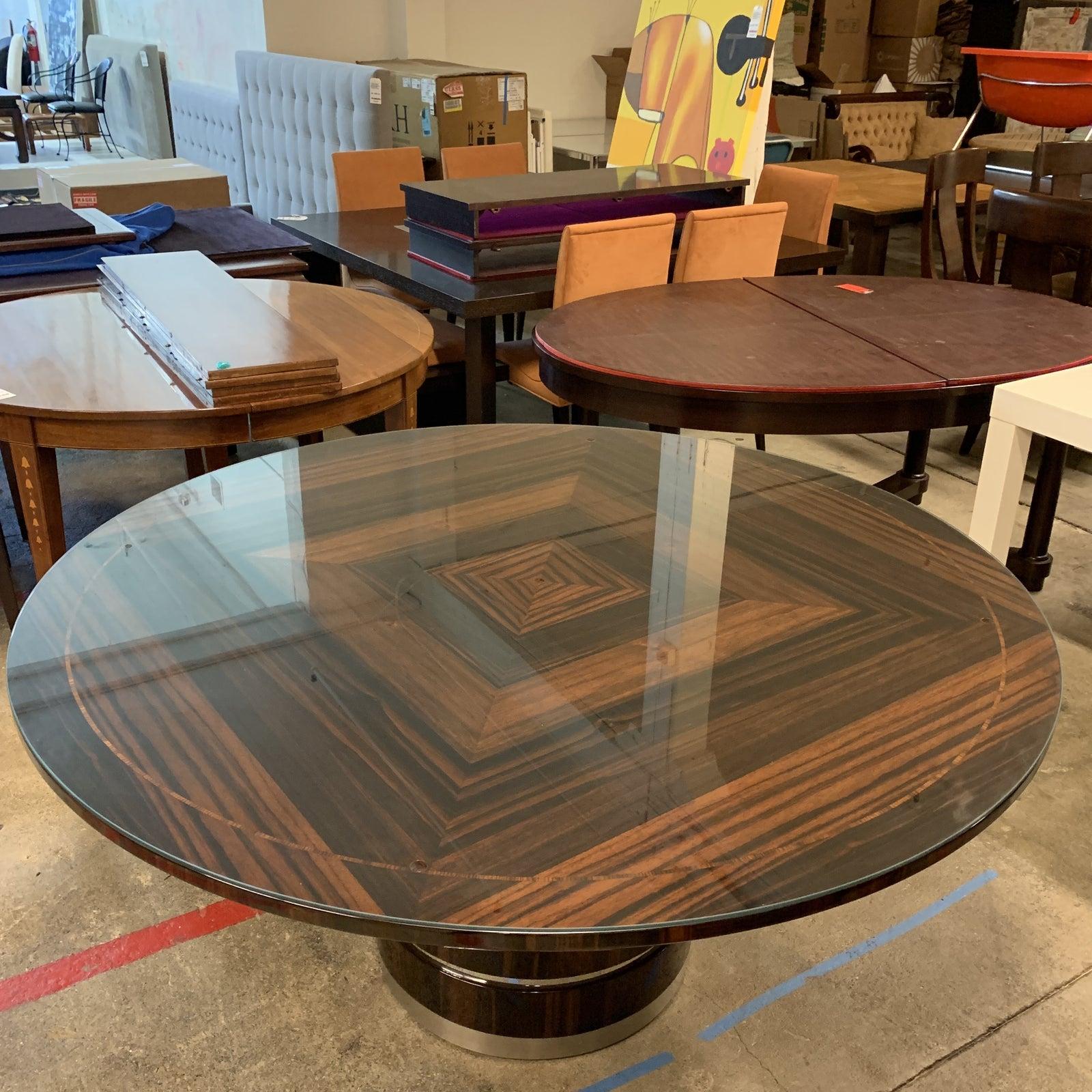 Giorgio Luna Collection Ebony Macassar and Zebra Veneer Round Table For Sale 2