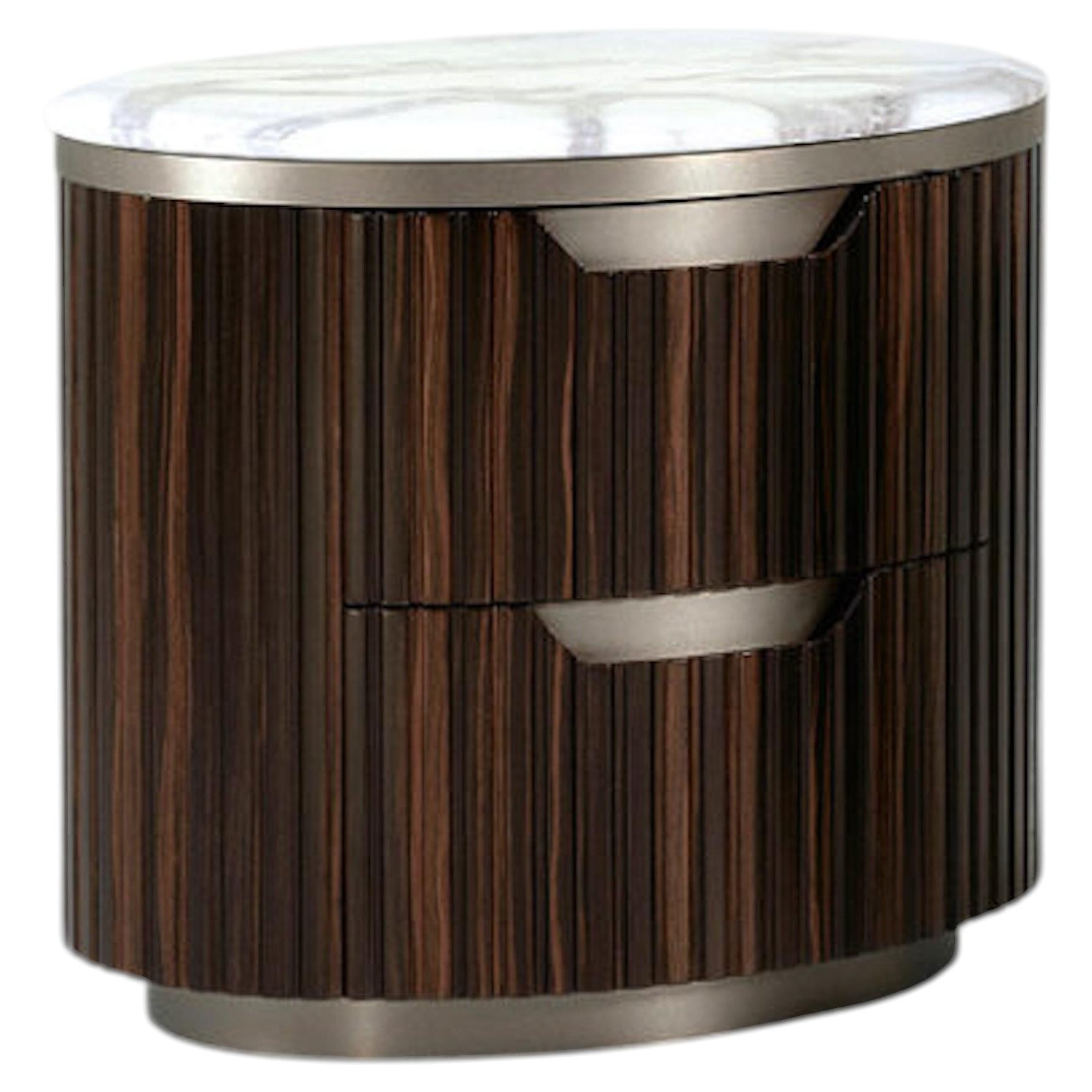 Giorgio Luxor Night Table in Makassar Ebony with Marble Top, Italy