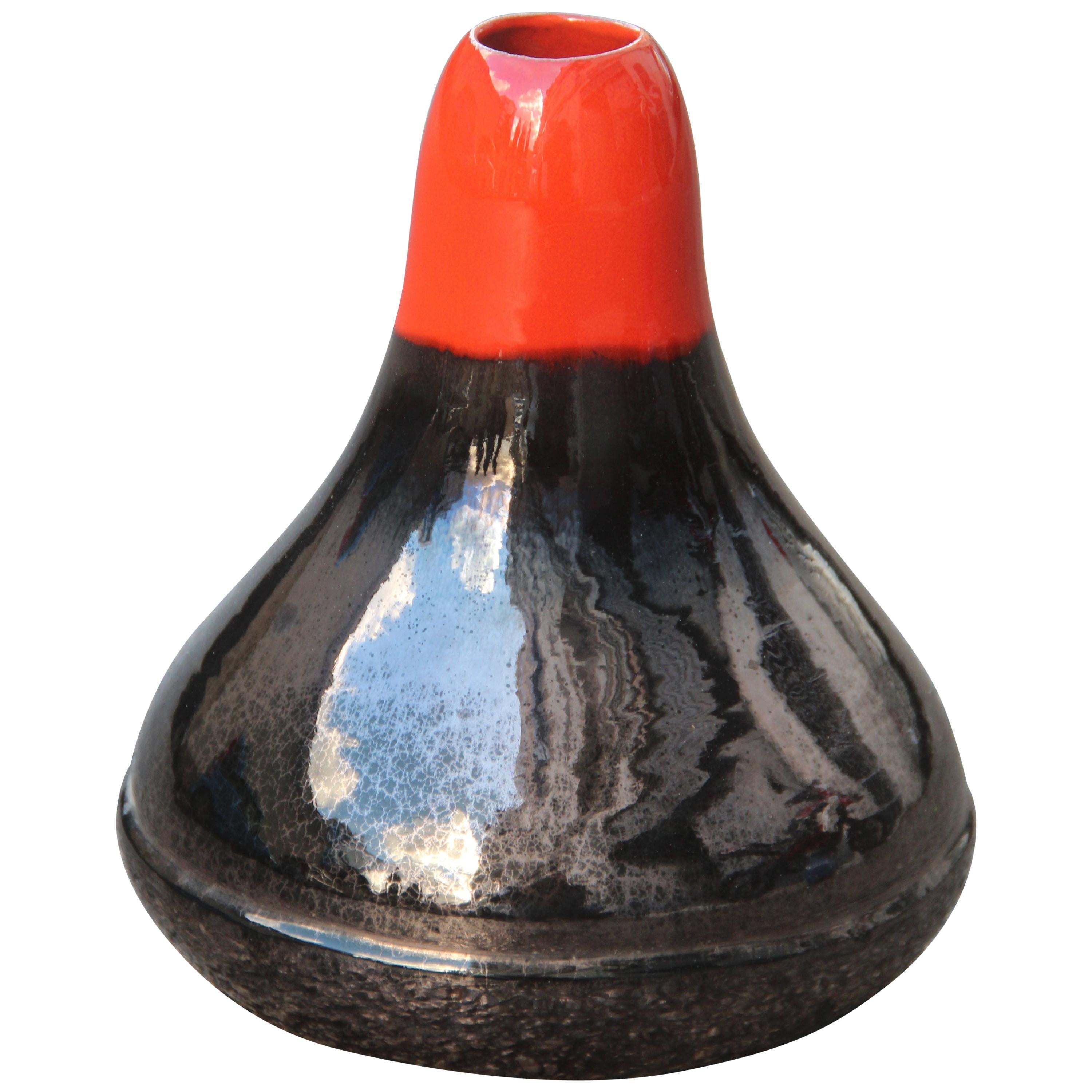 Giorgio Matteini Sculture Vase Luster Glazes 1960s Italian Design Red Bronze For Sale