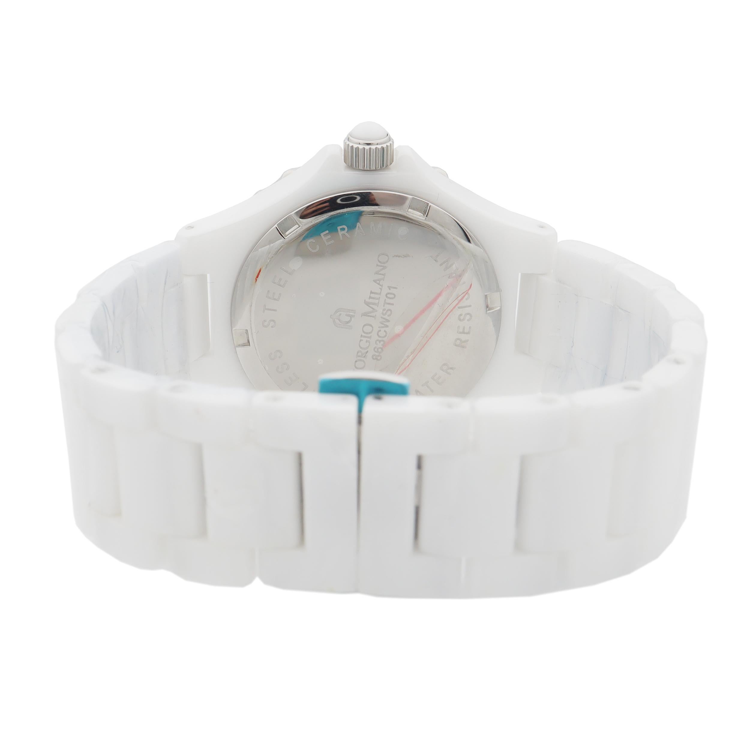 Women's Giorgio Milano Ceramic Date White Dial Quartz Ladies Watch 863CWST01 For Sale