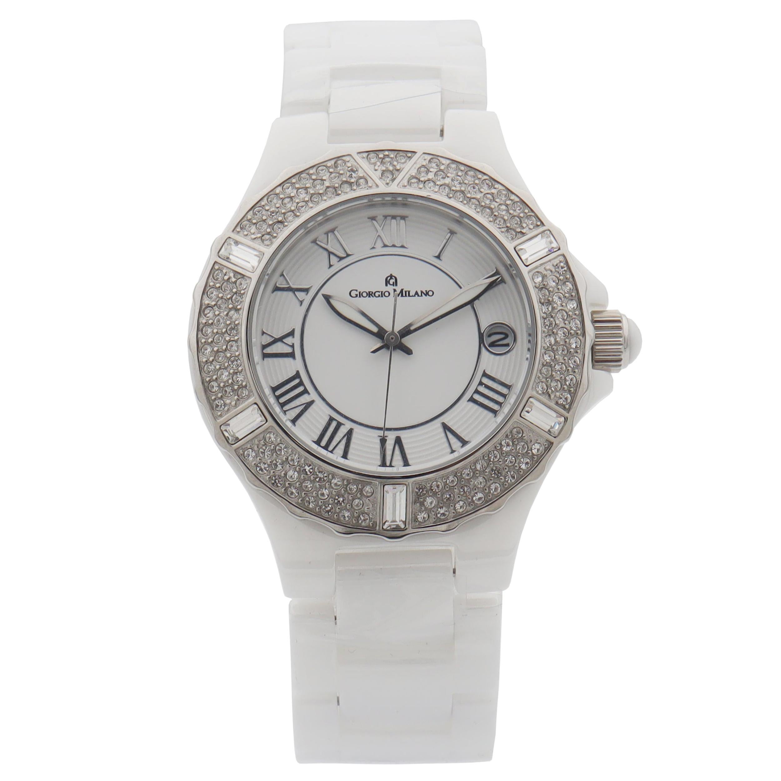 Giorgio Milano Ceramic Date White Dial Quartz Ladies Watch 863CWST01 For Sale