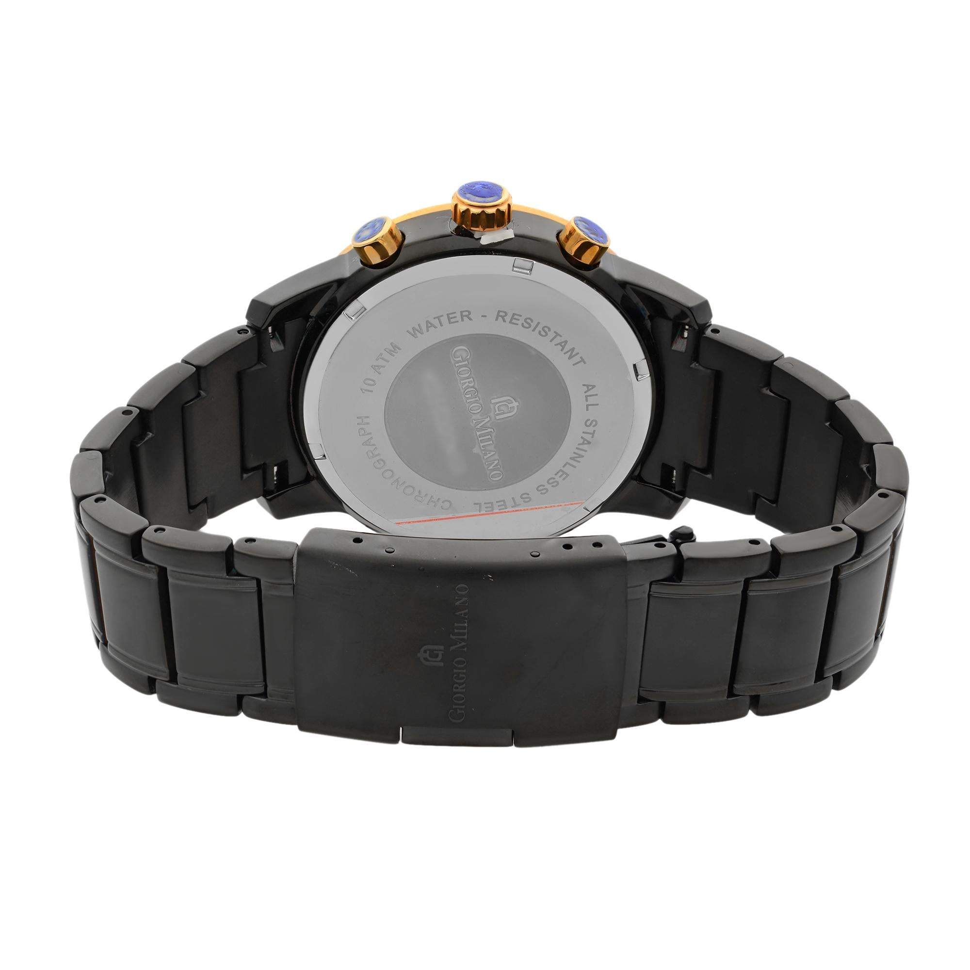 Giorgio Milano Stainless Steel Chronograph Men's Quartz Watch GM854RGL-BK In Good Condition In New York, NY