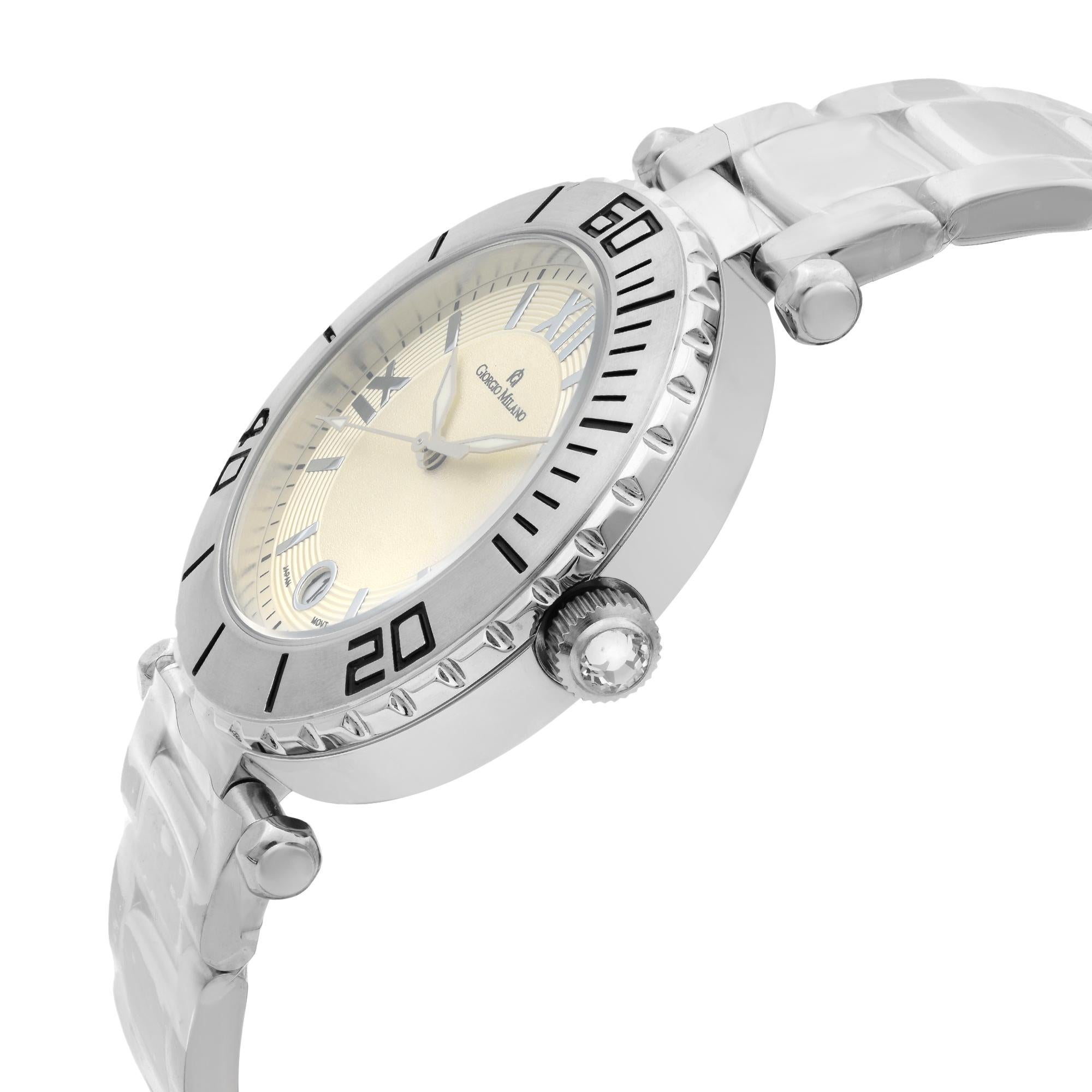 Giorgio Milano Stainless Steel Silver Dial Quartz Mens Watch 917ST02 In New Condition In New York, NY