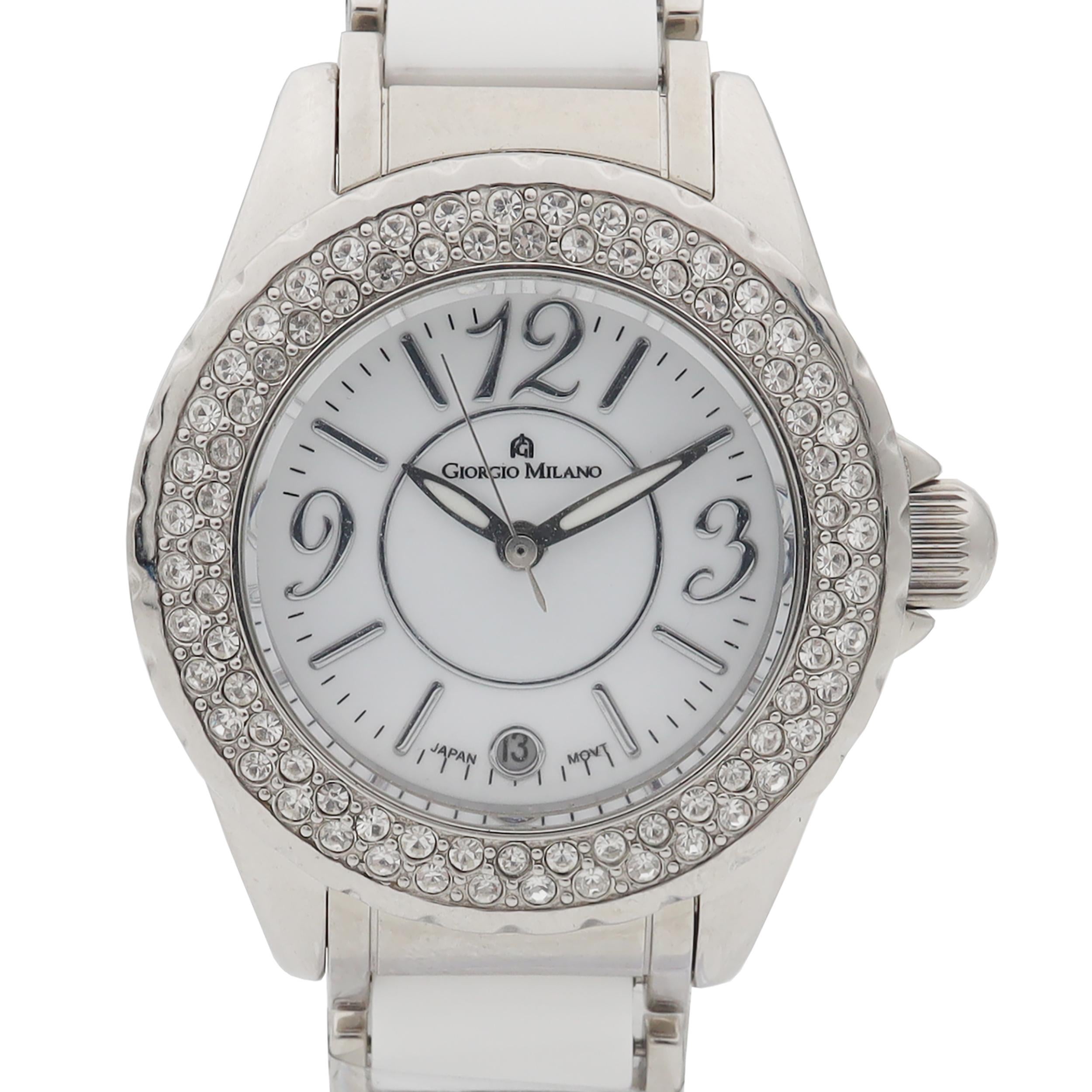 Giorgio Milano Stainless Steel White Dial Quartz Ladies Watch GM705SLWH.
Comes with original box and papers.