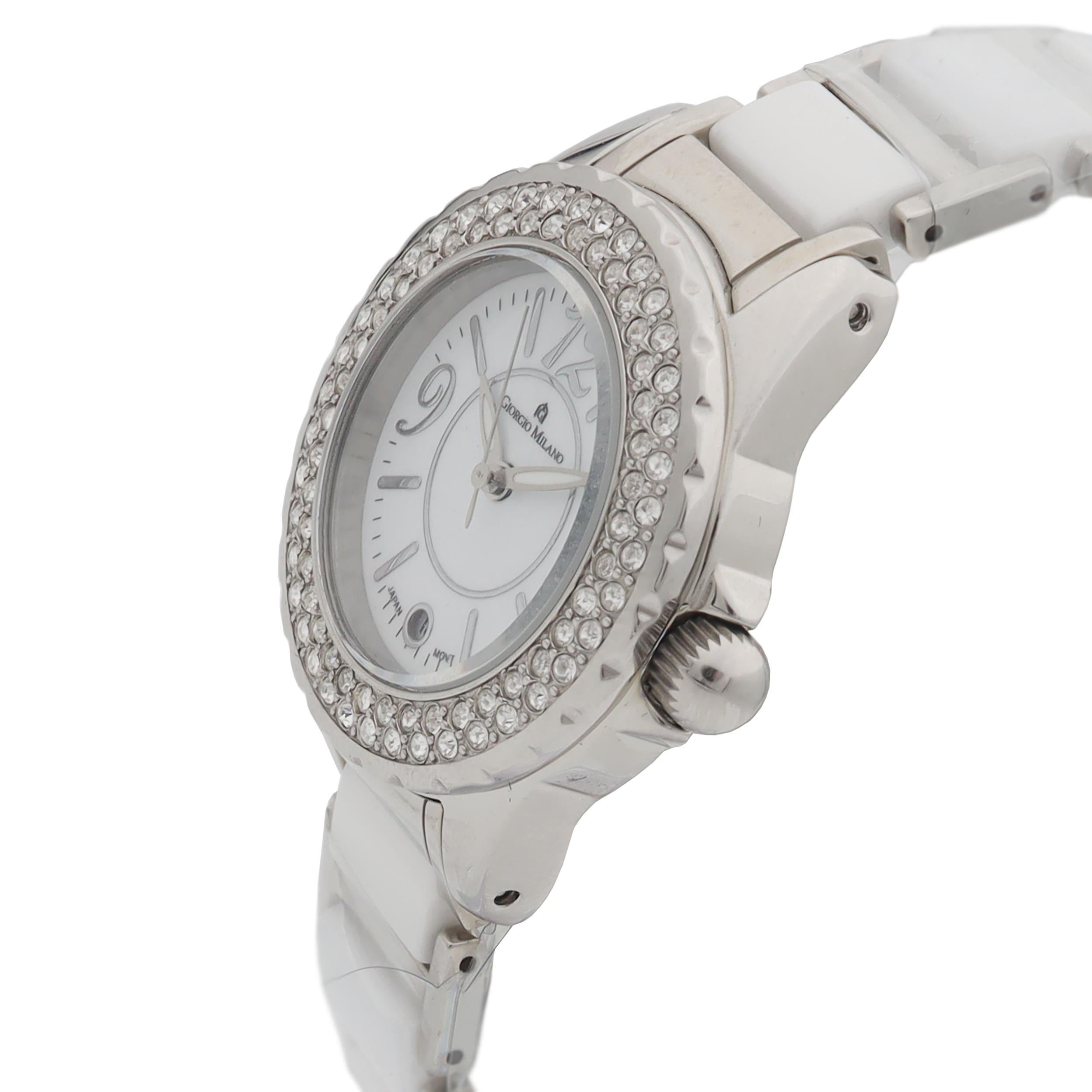 milan 27.5mm stainless steel & diamond bracelet watch