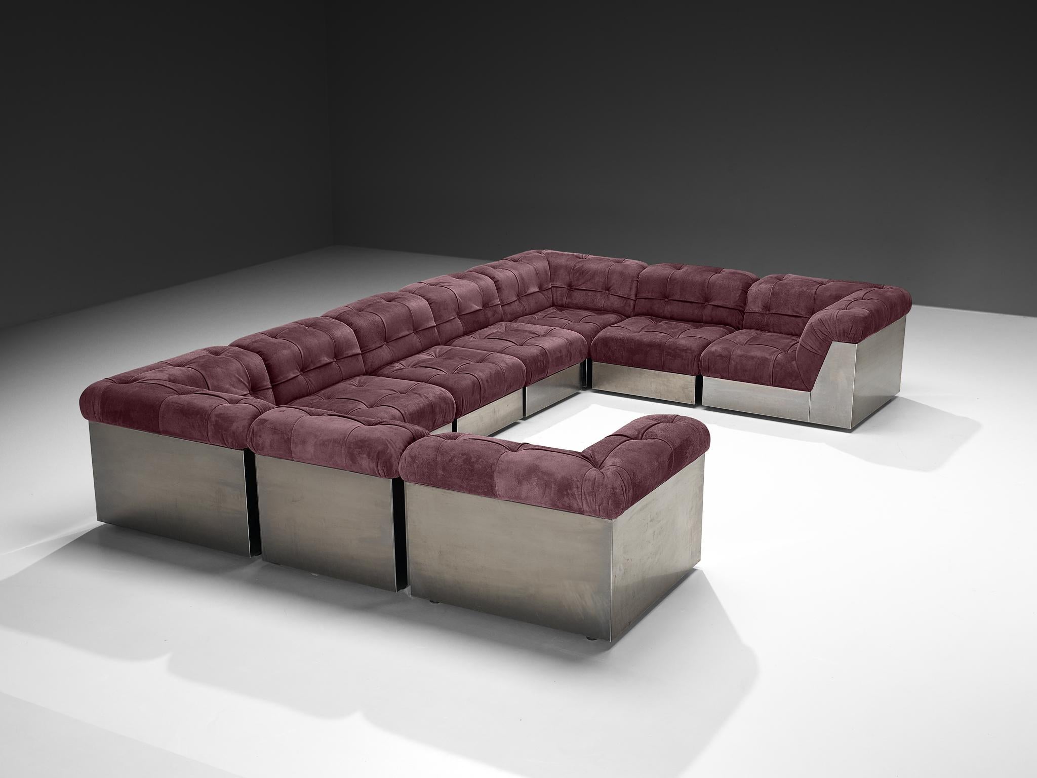 Giorgio Montani for Souplina Rare Composition Sectional Sofa in Stainless Steel For Sale 4