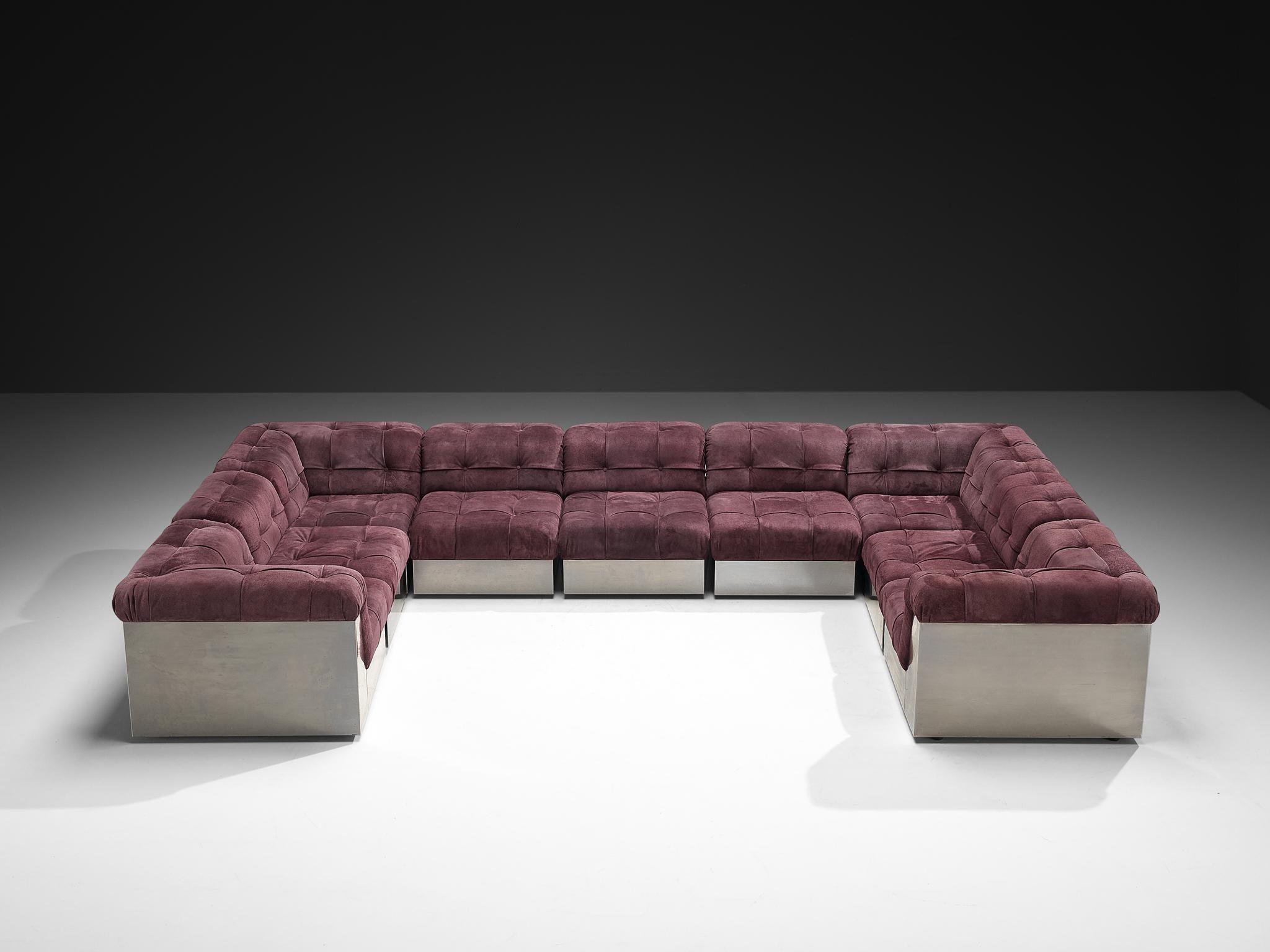 French Giorgio Montani for Souplina Rare Composition Sectional Sofa in Stainless Steel For Sale