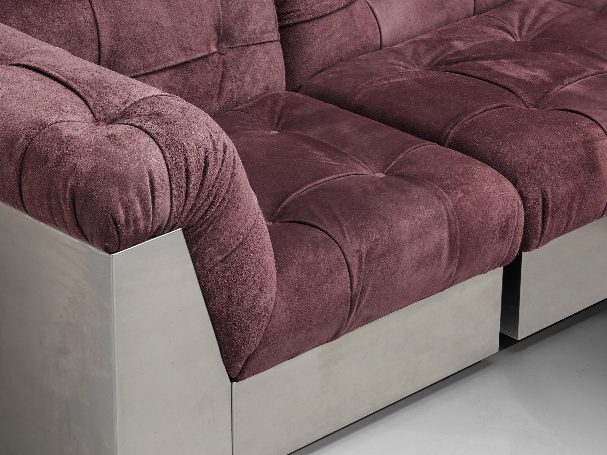 Giorgio Montani for Souplina Rare Composition Sectional Sofa in Stainless Steel For Sale 1