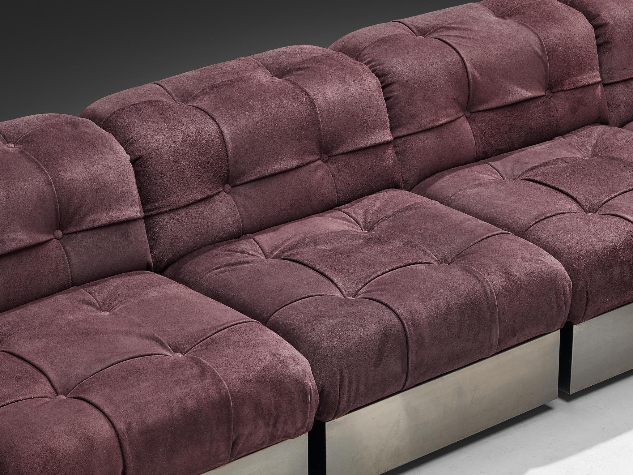 Giorgio Montani for Souplina Rare Composition Sectional Sofa in Stainless Steel For Sale 3