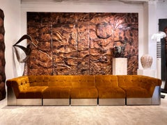 Giorgio Montani Modular Sofa in Brushed Steel and Velvet, Italy, 1970s