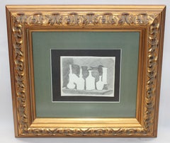 Gravure sur cuivre - Natura morta di vasi su un tavolo - Année 1931