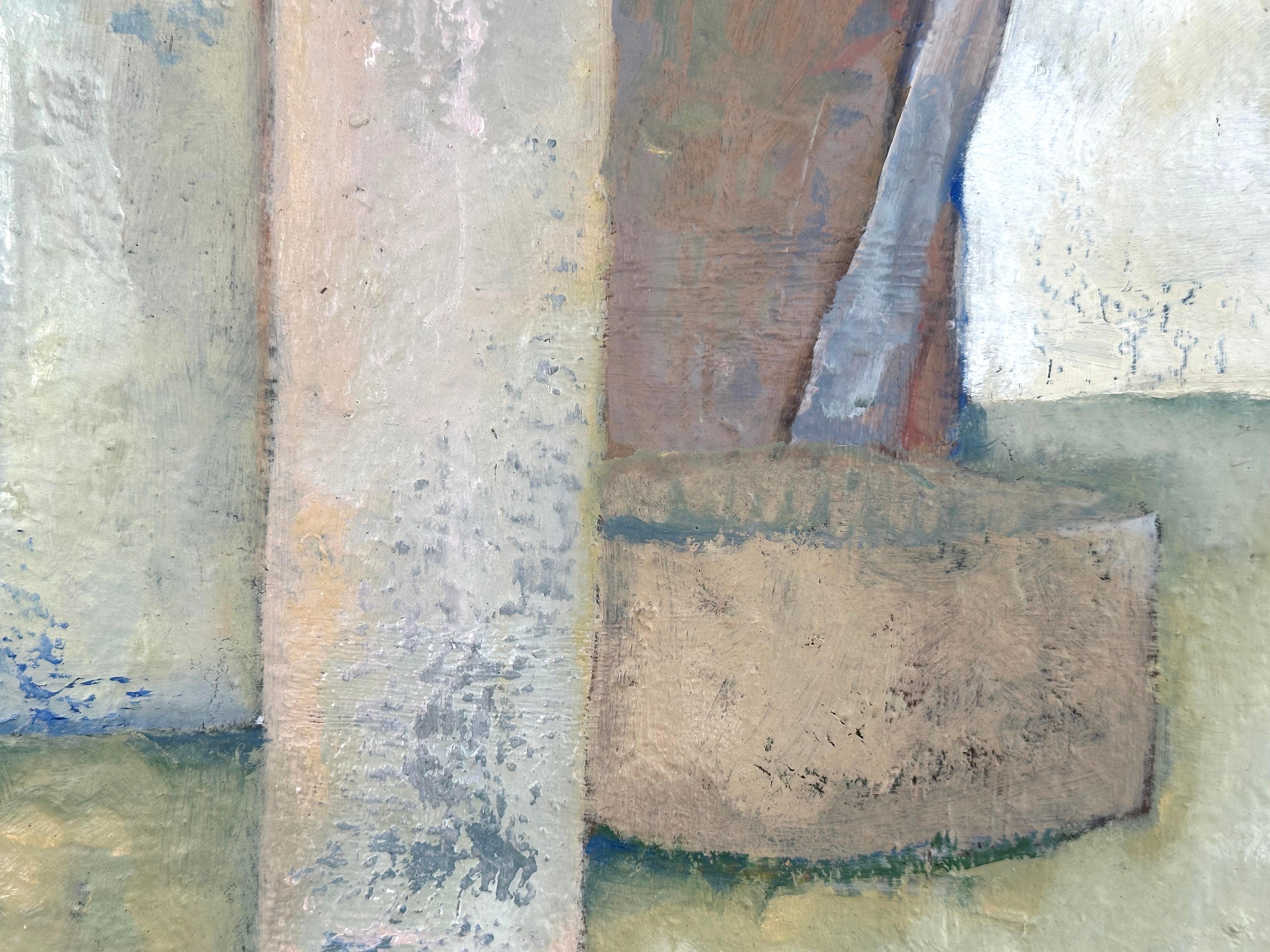 Cuadro de bodegón de botellas de mesa - Painting Realista de Giorgio Morandi
