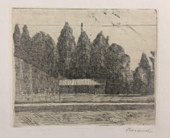 Campo di Tennis ai Giardini Margherita a Bologna - Etching by G. Morandi 1921