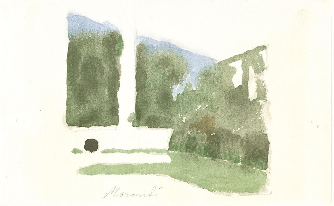 Landschaftslandschaft  - Offsetdruck im Vintage-Stil nach Giorgio Morandi - 1973