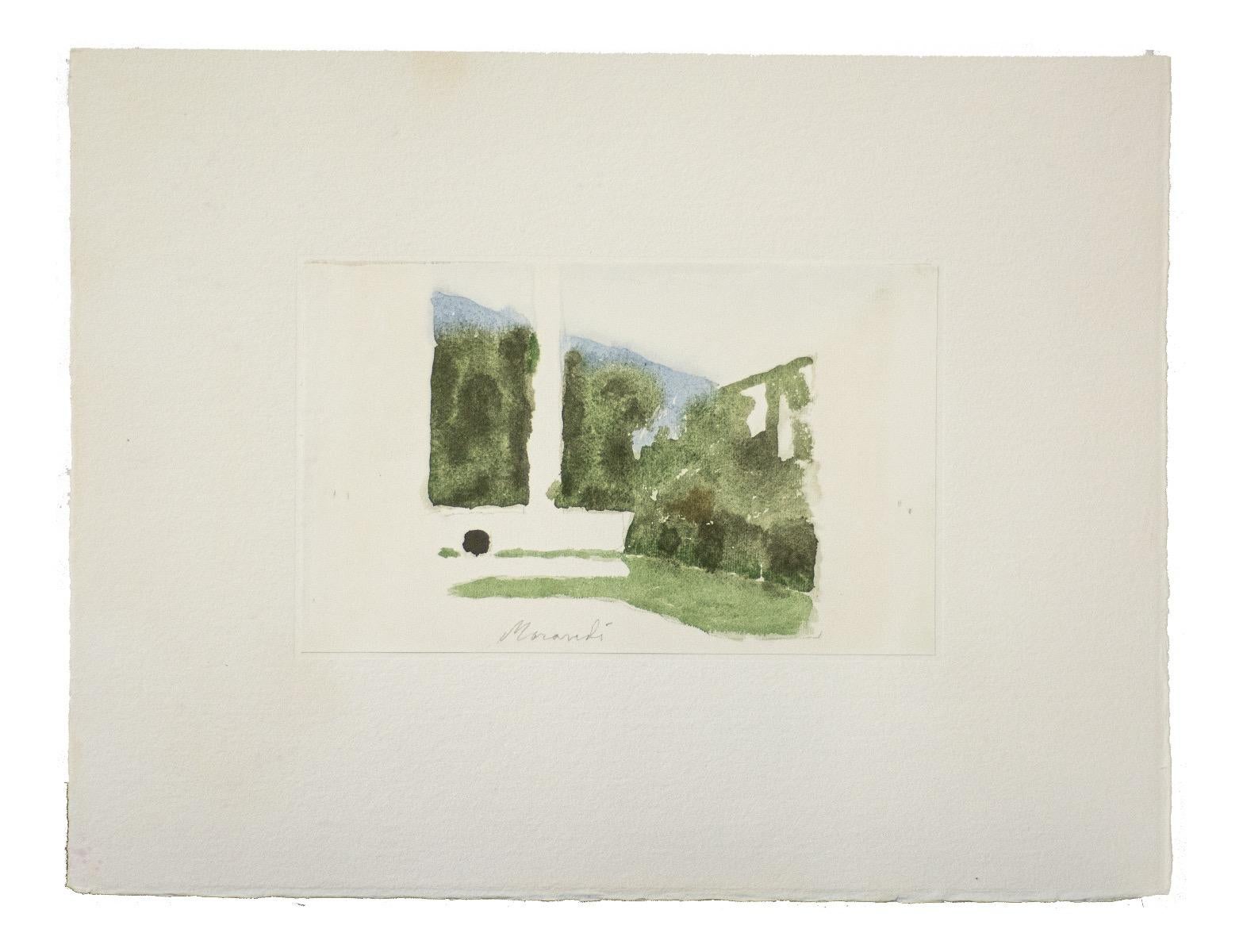 Landscape - Vintage Offset print after Giorgio Morandi - 1973