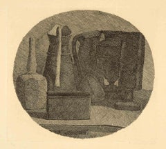 Natura Morta con Sette Oggetti in un Tondo - Radierung von Giorgio Morandi - 1945