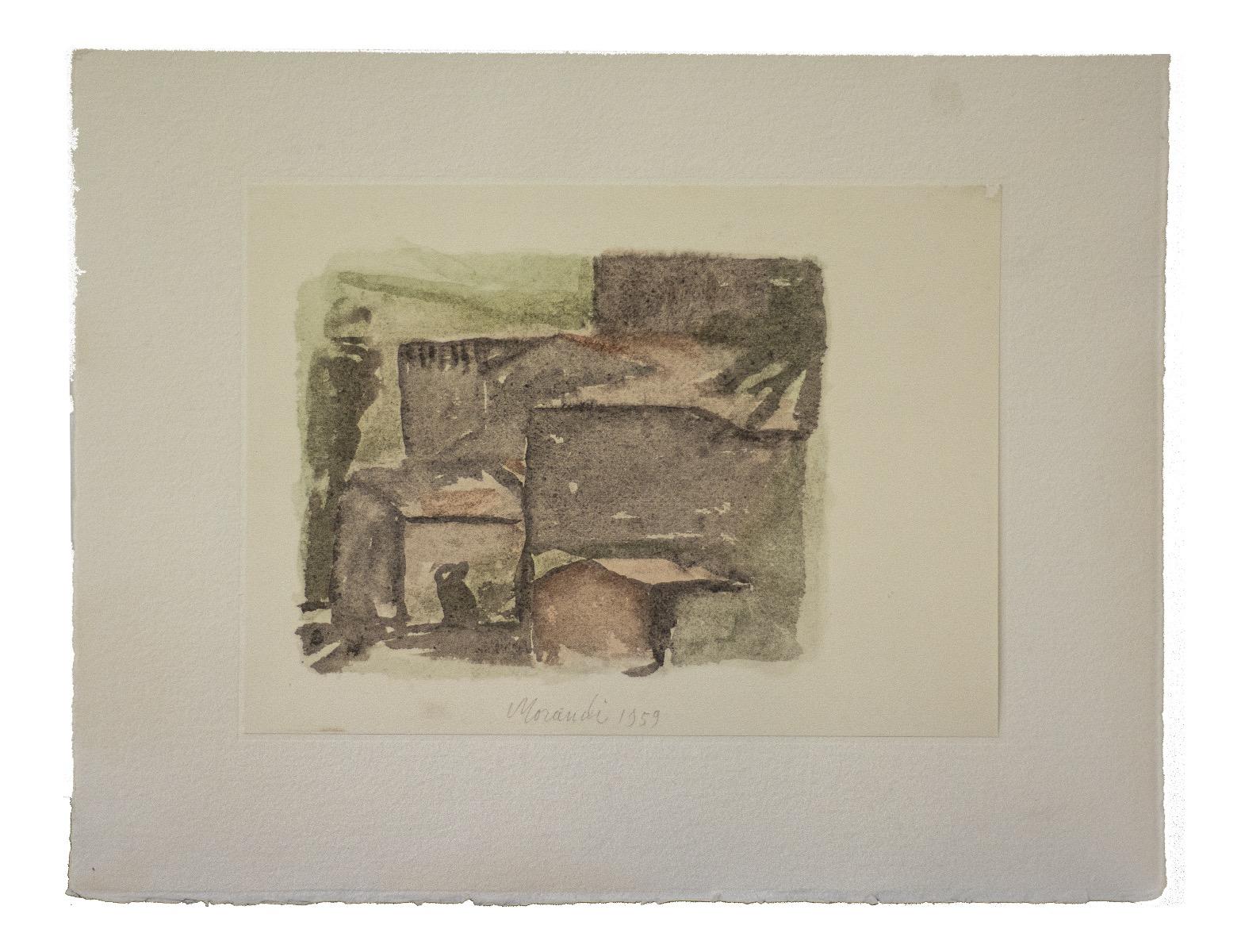 Rural Landscape - Vintage Offset Print after Giorgio Morandi - 1973
