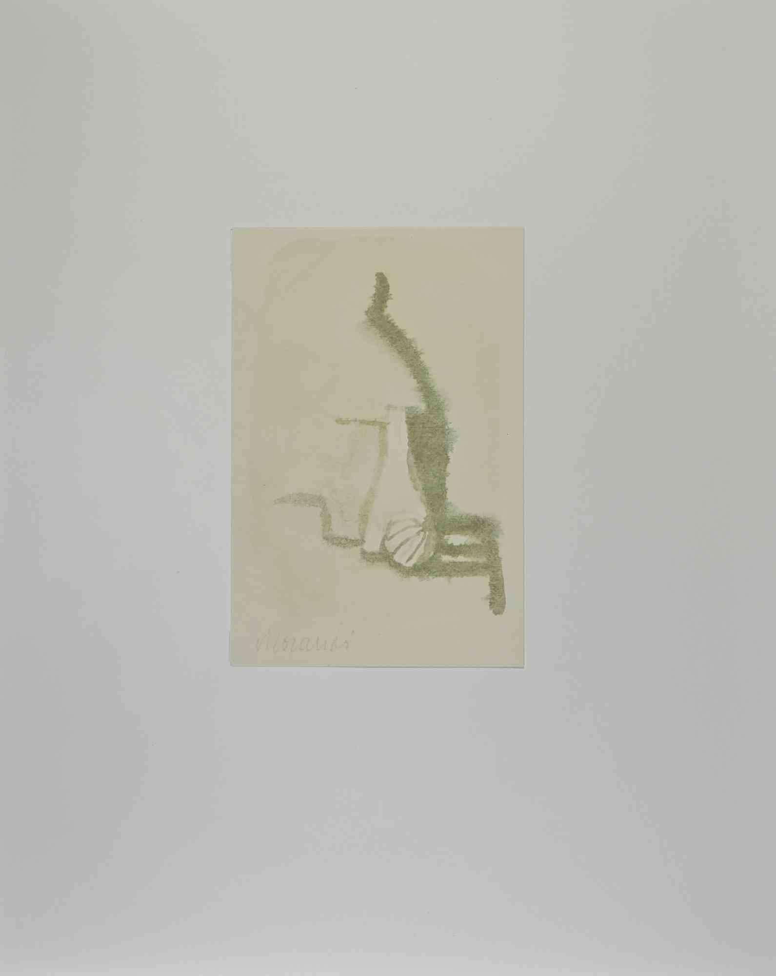 Das Stillleben ist ein Vintage-Offsetdruck, der das Originalaquarell von Giorgio Morandi reproduziert.

Die Signatur und das Datum des Künstlers sind perfekt auf der Platte wiedergegeben. Bildabmessungen: 17,5 x 28 cm

Aus dem Band "L'Opera grafica