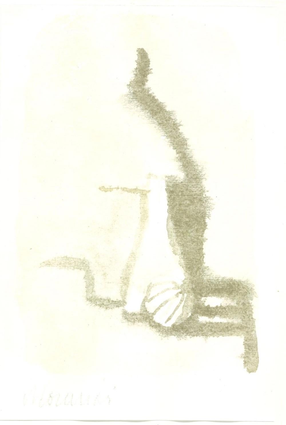 Image dimensions: 21 x 14 cm.

Still Life is a superb original offset print, reproducing the original watercolor by Giorgio Morandi.

Signature by the artist is perfectly reproduced on plate.

From the volume "L'Opera grafica di Giorgio Morandi",