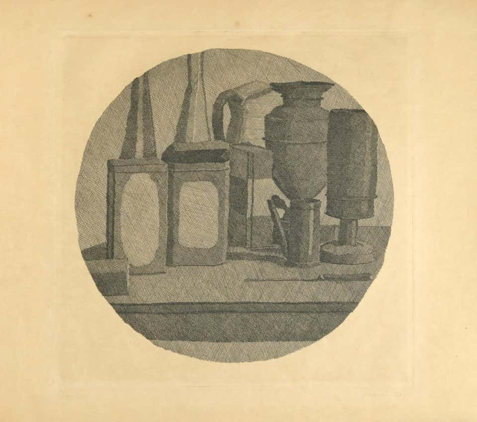 Still Life with Eleven Objetcs in a Sphere - Etching by Giorgio Morandi - 1942