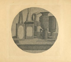 Vintage Still Life with Eleven Objetcs in a Sphere  - Etching by Giorgio Morandi - 1942