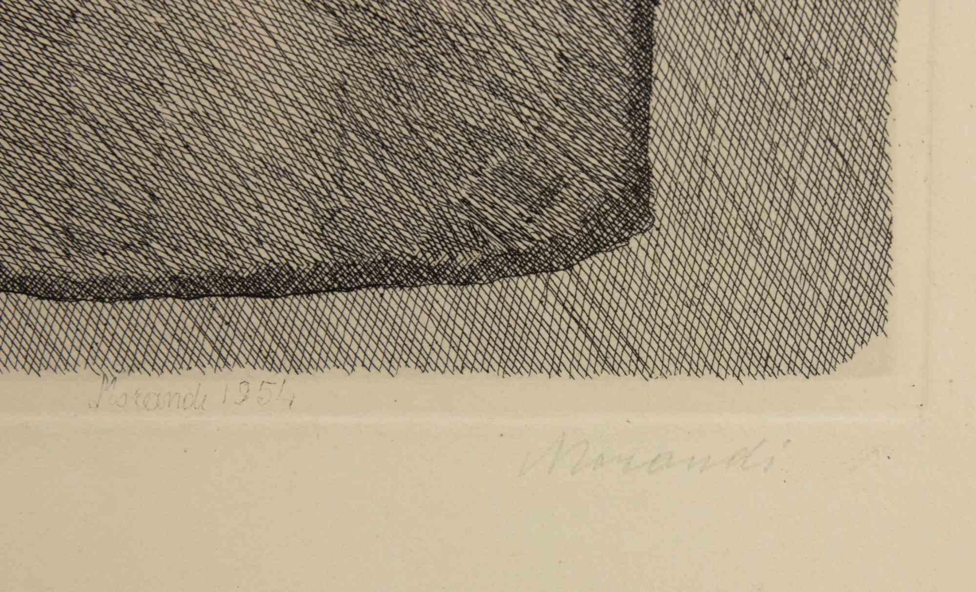 Natura morta con nove oggetti - Acquaforte di Giorgio Morandi - 1954 2