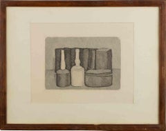 Natura morta con nove oggetti - Acquaforte di Giorgio Morandi - 1954