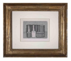 Still Life with Nine Objects - Original Etching by Giorgio Morandi- 1954