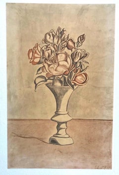 Vase with Flowers - Vintage Offset Print after Giorgio Morandi - 1973