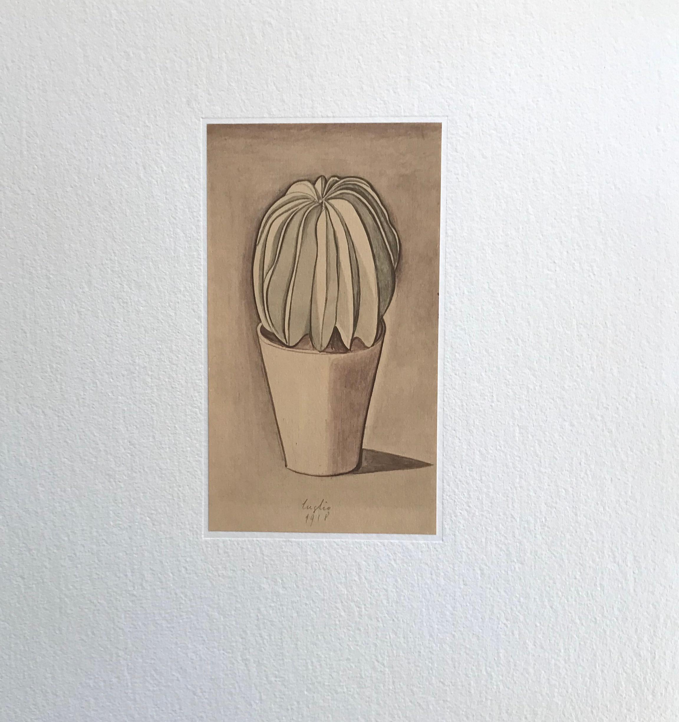 Vase with Plant is a superb original offset print, reproducing the original watercolor by Giorgio Morandi.

Signature by the artist is perfectly reproduced on plate.

From the volume 