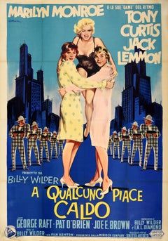 Grande affiche d'origine du film vintage pour « Certains l'aiment chaud » avec Marilyn Monroe