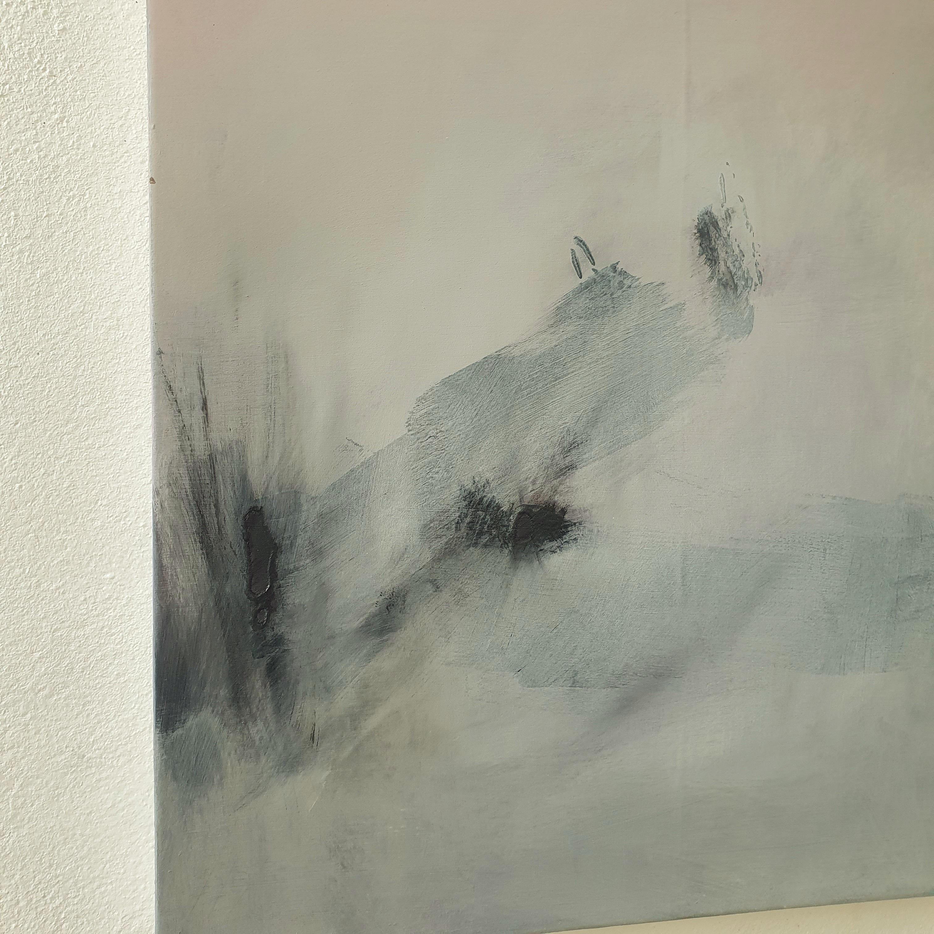 OBRA DE ARTE ABSTRACTA Paisaje Gris Tierra Oscura Artista Contemporáneo Giorgio Petracci en venta 1