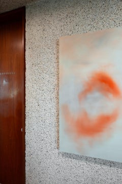Peinture sur bois aux tons pastel vifs, 2024 - « Vent Orange »