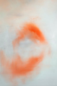 Hell-pastellfarbenes Gemälde auf Holz, Gemälde auf Holz, 2024 – „Vent Orange“